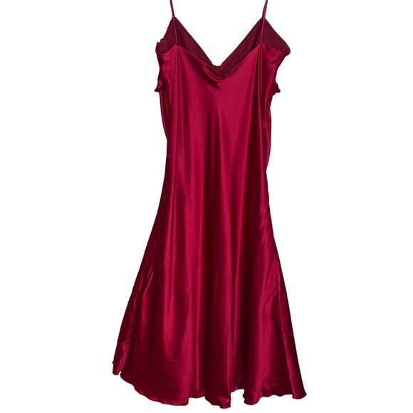 Dina Bar-El 100% Silk Red Ruffled Dress A-line Spaghetti Strap Side Zip Medium - Picture 3 of 9